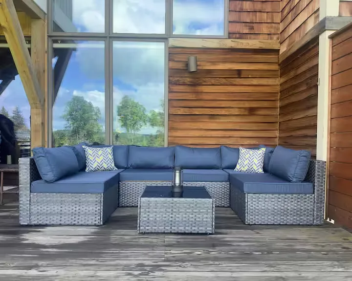 Covered deck with lounge seating
