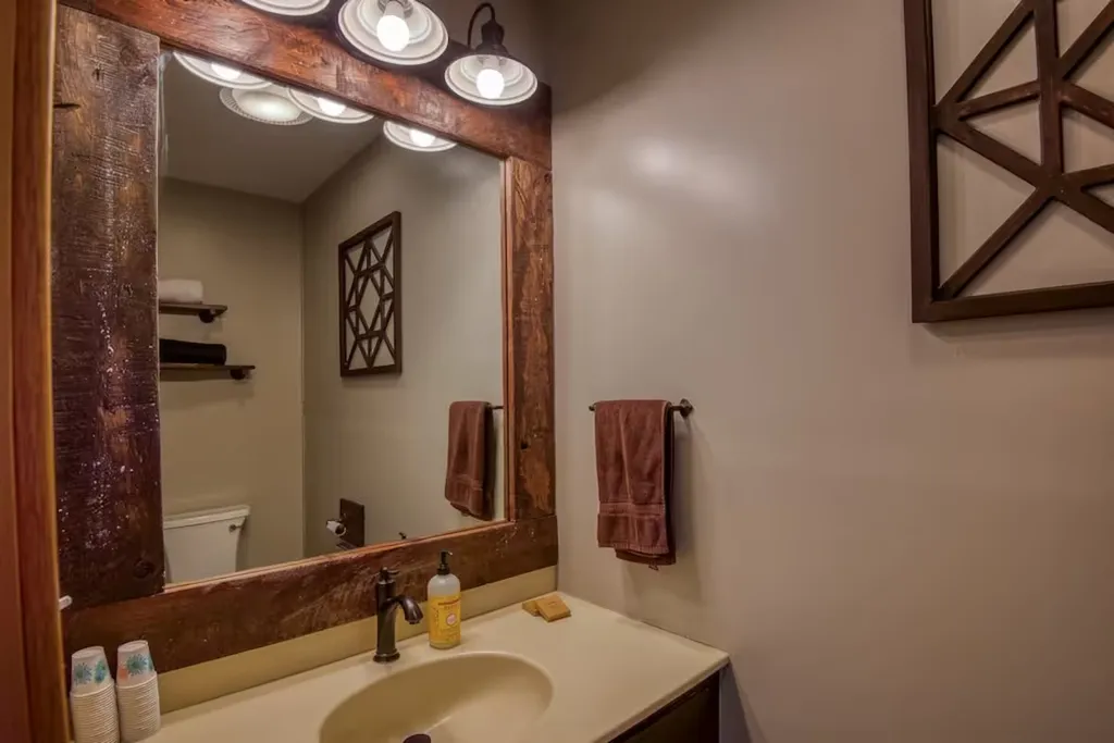 Bathroom vanity and shower