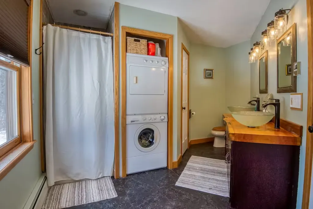 Washer, dryer and bathroom